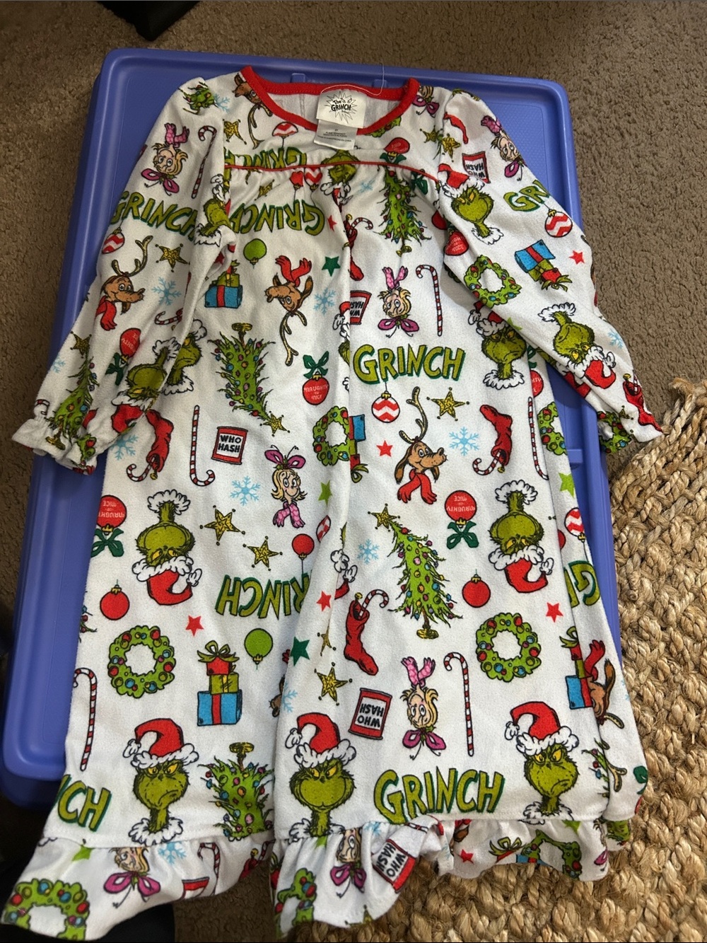 Kids' Grinch White Holiday Nightgown Pajamas